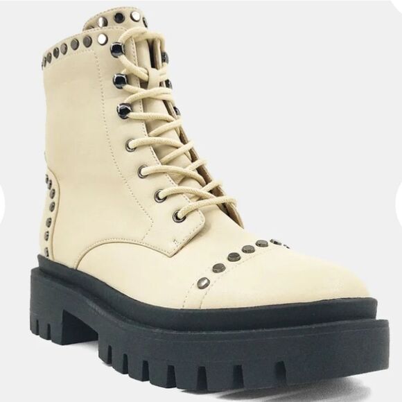 BRAND NEW SHU SHOP STUDDED LACE UP COMBAT BOOT - Picture 14 of 16